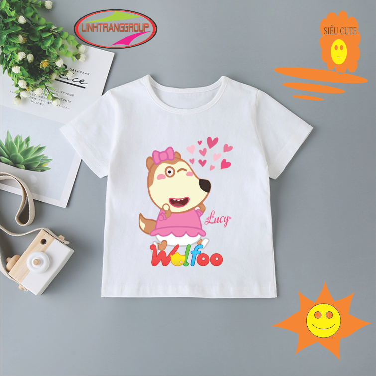 Áo Thun in hình Wolfoo Hoạt Hình Cho Bé Trai,Bé Gái Chất Cotton siêu đẹp