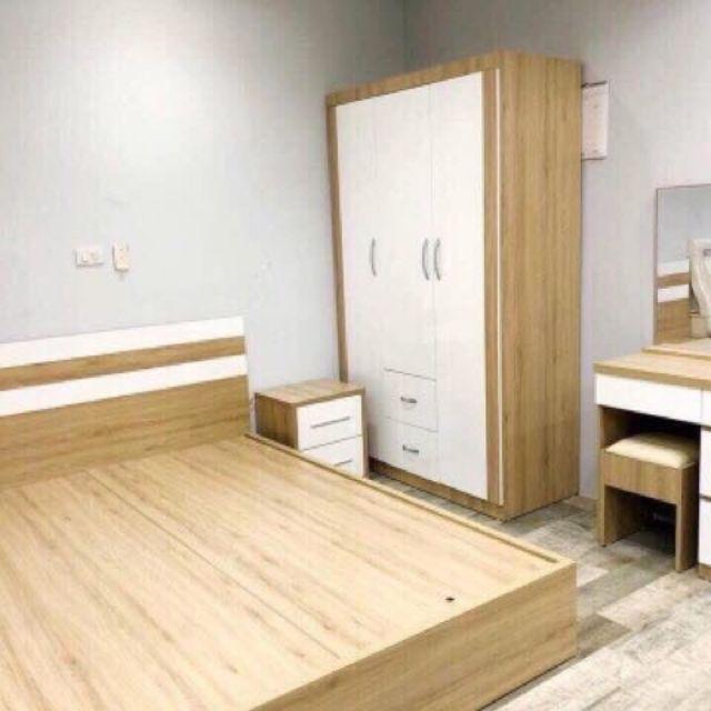 Trọn bộ phòng ngủ 4 sản phẩm gồm giường, tủ, bàn trang điểm, tủ đầu giường