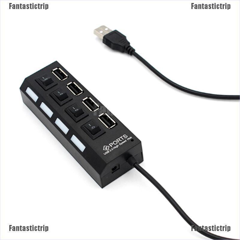 Hub Chia 4 Cổng USB 2.0 Có Công Tắc Bật / Tắt Kèm Dây Cáp AC Cho Máy Tính