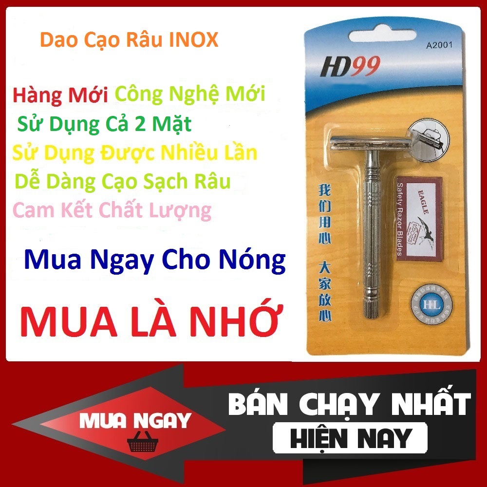 Dao Cạo Râu INOX Truyền Thống Phong Cách Vintage Cầm Chắc Tay Dễ Dàng Sử Dụng [ Video Ảnh Thật Sản Phẩm ]