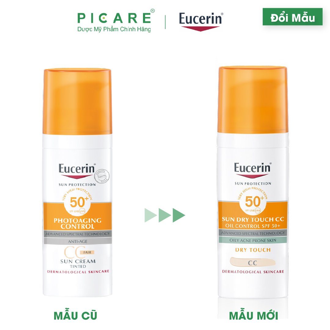 Kem Chống Nắng Trang Điểm Kiểm Soát Nhờn Cho Da Nhờn Mụn Eucerin Sun Dry Touch CC Oil Control SPF50+ 50ml