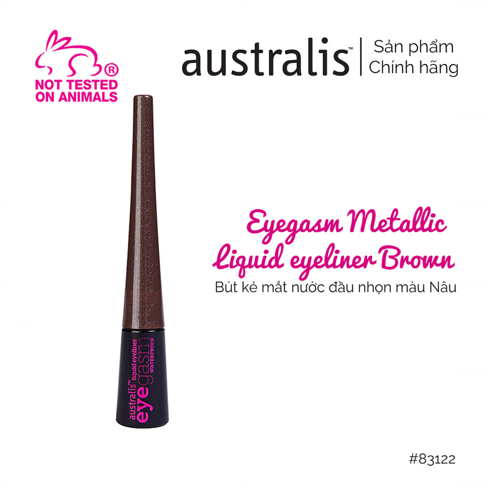 Bút Kẻ Mắt Nước Đầu Nhọn Không Trôi Eyegasm Metallic Liquid Eyeliner Australis Úc