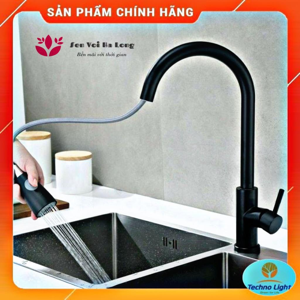 Vòi rửa bát nóng lạnh Nano đen có dây rút INOX 304 Nano Premium