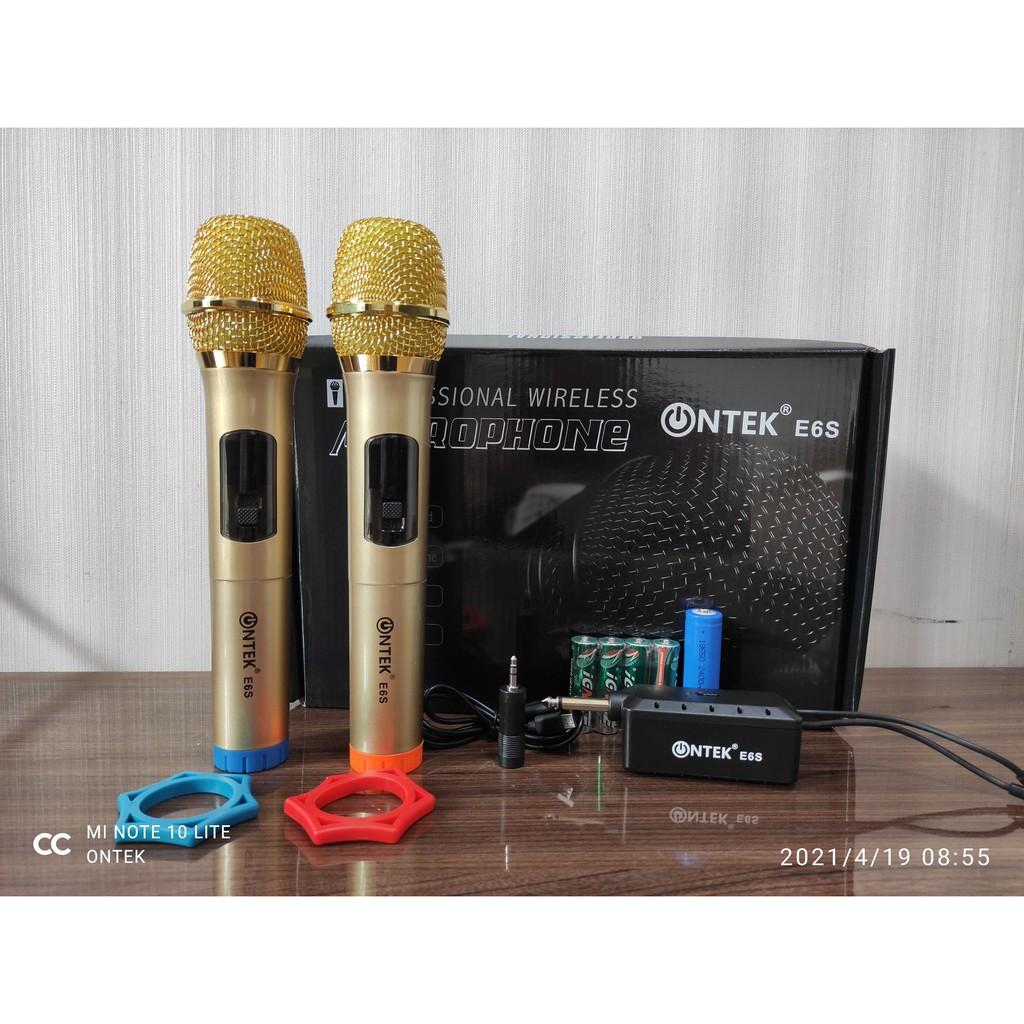 Bộ micro đôi không dây cao cấp ONTEKCO E6s dùng loa kéo, âm ly - bảo hành 12 tháng
