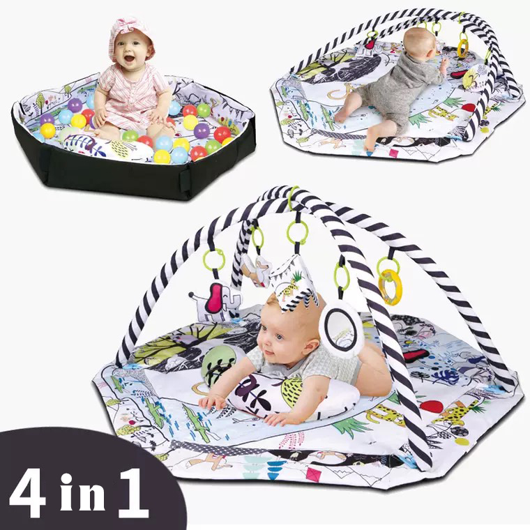 Thảm chơi thông minh 4in1 kích thích giác quan, vận động phát triển tư duy cho bé từ 0 đên 2 tuổi Con Cáo [ KT 106x98x56cm]