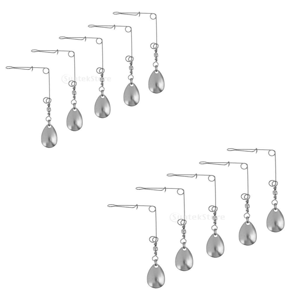 10Pcs Stainless Steel Spinnerbait Fishing Lures Spoons Rigs Fishing Accessories