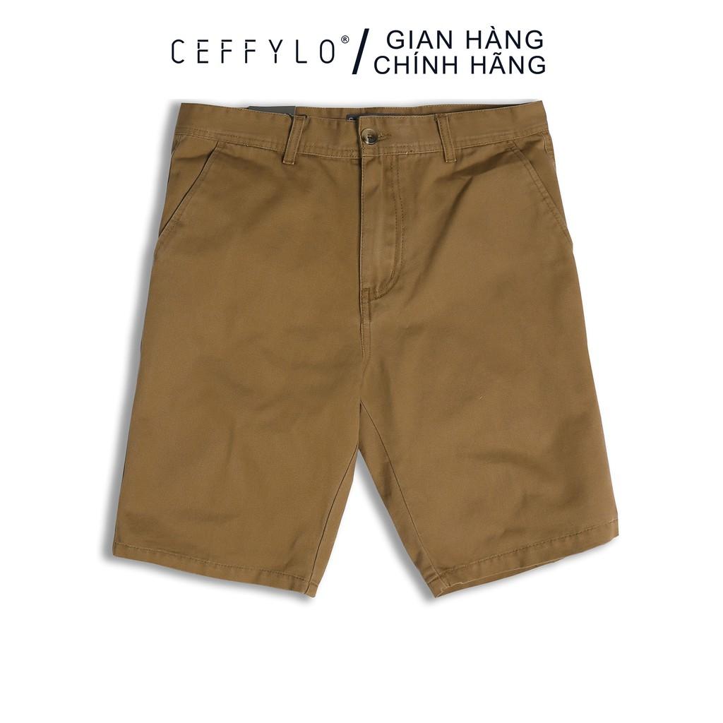 Quần Shorts Khaki trơn Nâu, Form Slimfit CEFFYLO