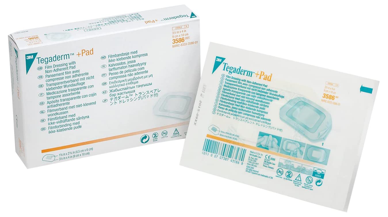 BĂNG PHIM DÍNH Y TẾ TRONG SUỐT CÓ GẠC VÔ TRÙNG 3M TEGADERM+PAD, 3586, 9 CM X 10 CM, 25 miếng/hộp