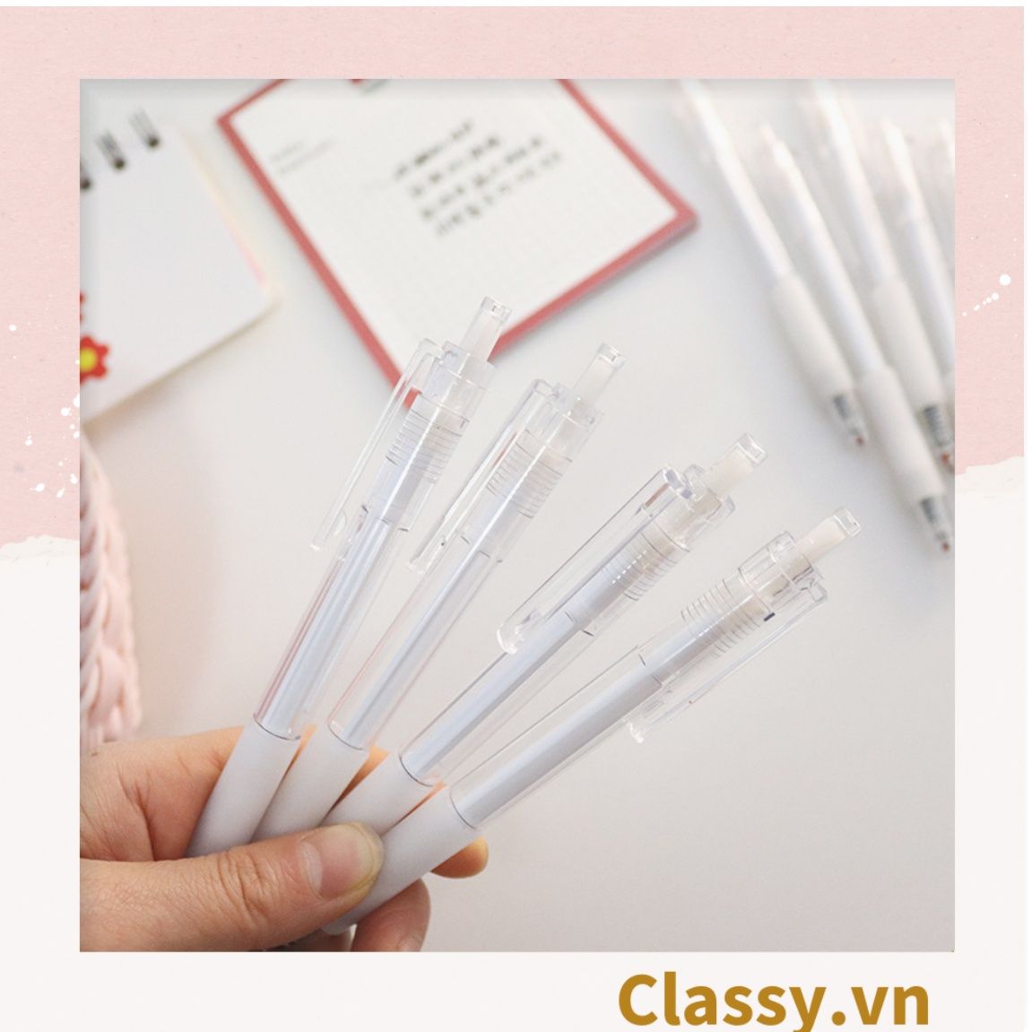 Classy Bút bi mực đen trơn màu cơ bản có miếng đệm tay giảm đau tay khi sử dụng lâu PK1650