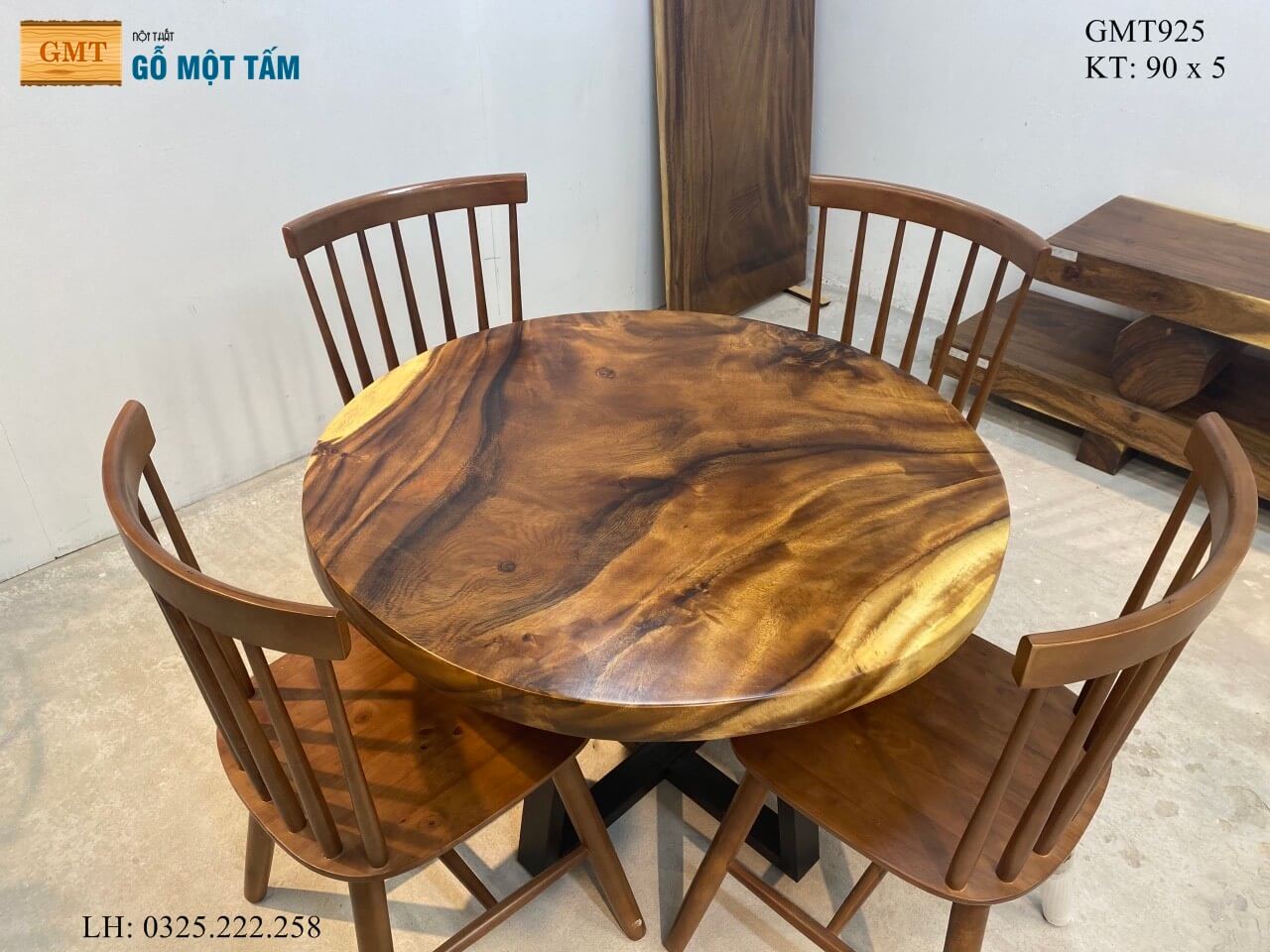 Bàn Gỗ Me Tây Nguyên Tấm, Bàn Sân Vườn Gỗ Me Tây, Bàn Làm Việc Gỗ Me Tây Dài 90cm Rộng 90cm Dày 5cm