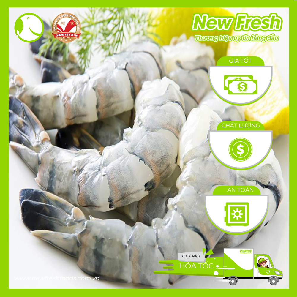 Tôm Sú Lột Vỏ Còn Đuôi Size 41-50 Con Túi 1Kg