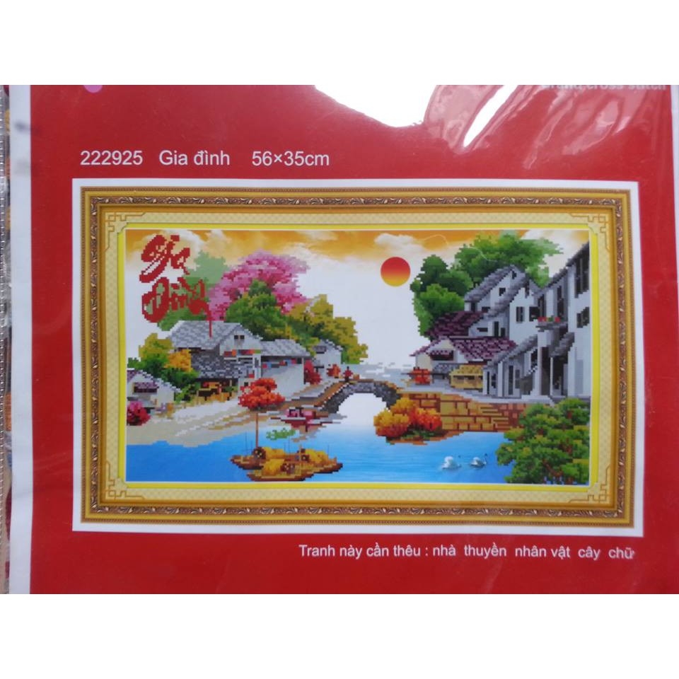 TRANH THÊU CHỮ THẬP GIA ĐÌNH 56x35CM