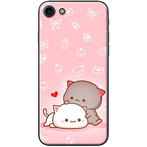 Ốp Lưng Hình Mèo Mập Nền Hồng Dành Cho iPhone 7 / 8