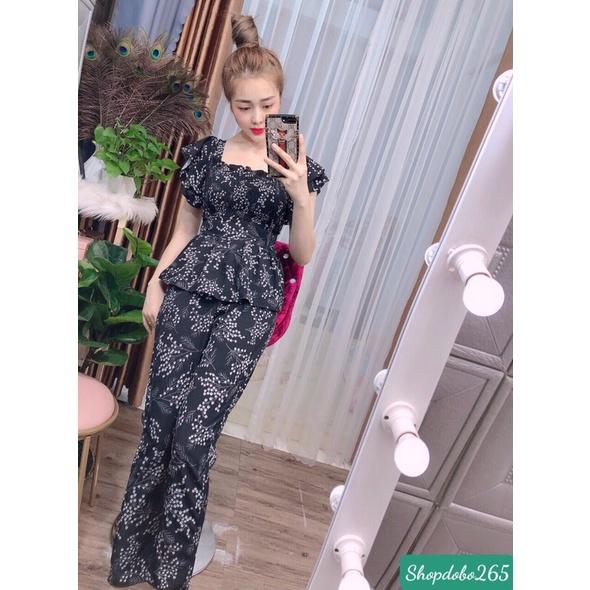 Đồ bộ nữ mặc nhà vải lụa hoa nhí siêu cute size 45-57kg.