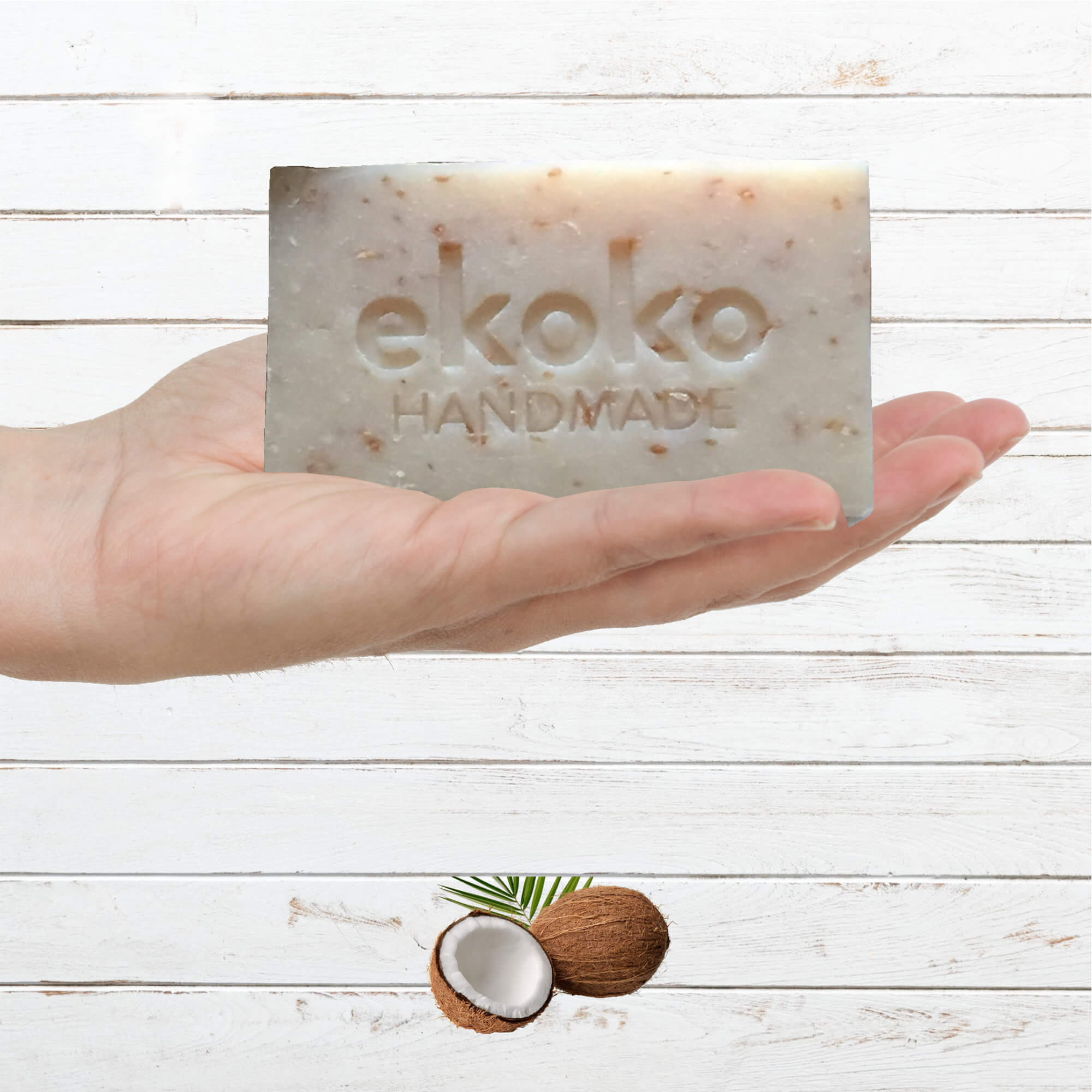 Xà phòng handmade Dừa thơm dịu nhẹ. dưỡng ẩm da, lâu hao -  Ekoko Soothing Coconut Soap 100g