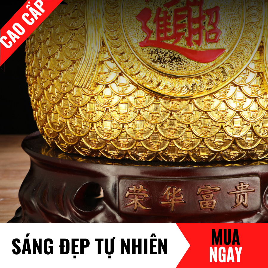 Tượng Bao Vàng Đựng Tiền Bằng Vàng Cát Mỹ Nghệ Cao 14.5cm