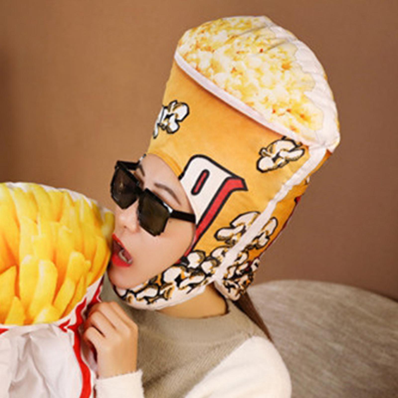 Soft Plush Popcorn Hat for Adults Kid Halloween Headdress Fancy Dress up Hat