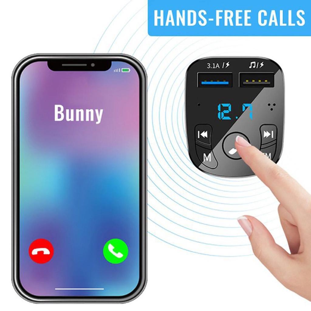 Máy nghe nhạc MP3 bluetooth không dây hai cổng sạc USB cho xe hơi