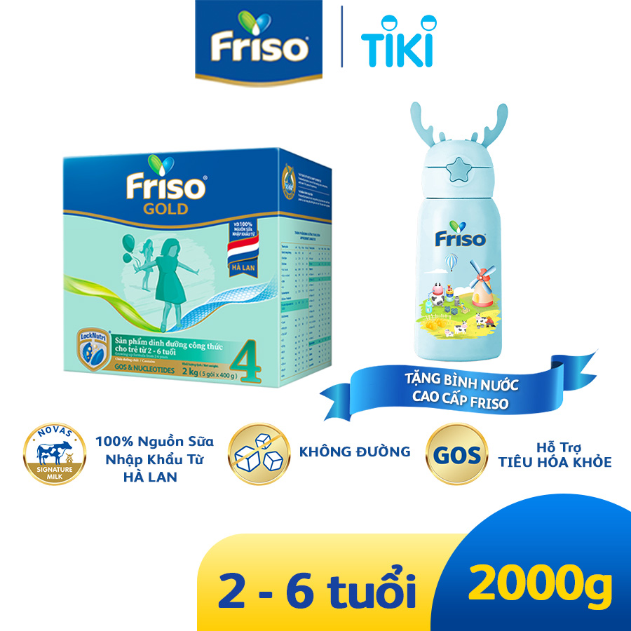 Hộp giấy 2 Kg Friso Gold 4 (2-6 tuổi) - Tặng 1 bình giữ nhiệt Friso nông trại