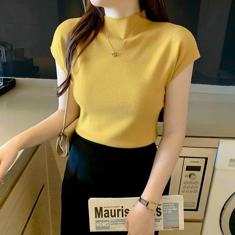Áo Len Nữ Cổ Lọ Vai Hến Full Màu Trơn Dáng Ôm Thời Trang Kiểu Hàn Quốc