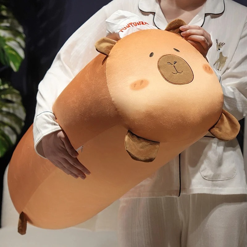 Thú nhồi bông Capybara xúc xích nướng phom dài đáng yêu - Size từ 55cm đến 95cm - Quà tặng gấu bông chuột lang êm mịn cho bé
