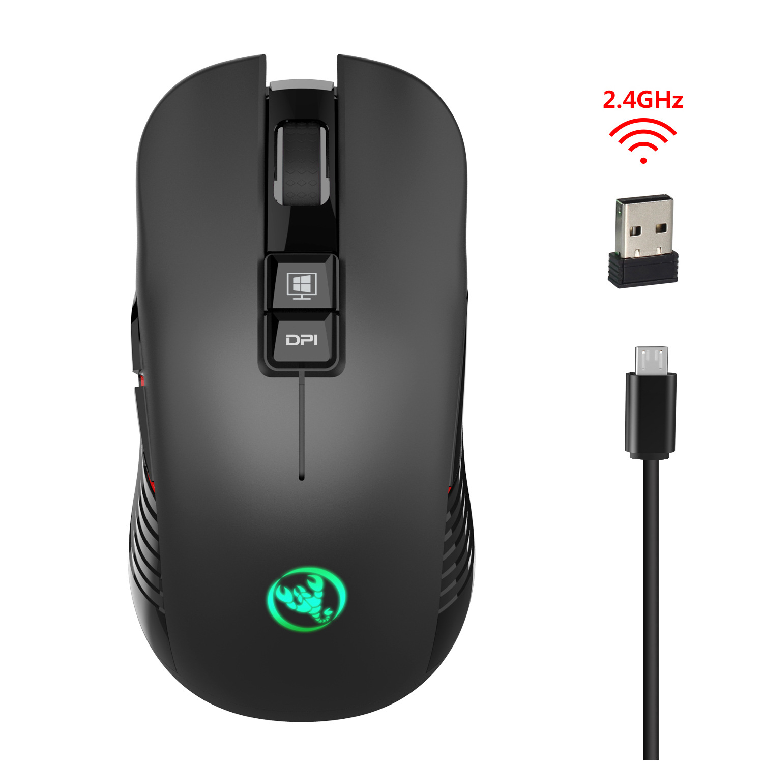 Chuột Game Không Dây Sạc Điện HXSJ T30  3600DPI Wireless 2.4GHz, USB Type C - Hàng chính hãng