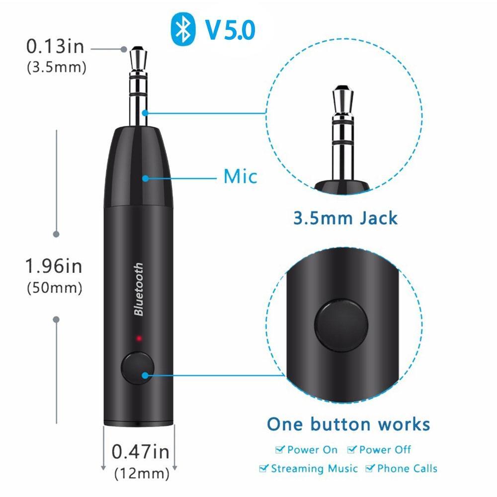 Bộ thu không dây USB Bluetooth 5.0 jack 3.5mm MALCOLM điều hợp âm thanh AUX trên ô tô