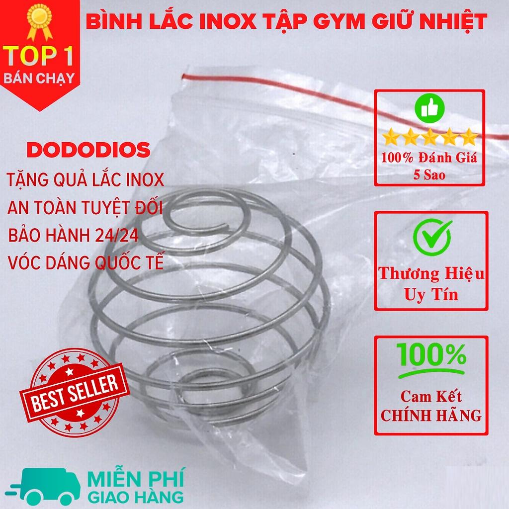 bình lắc gym shaker, bình nước thể thao inox giữ nhiệt + Tặng quả lắc - Màu Bạc