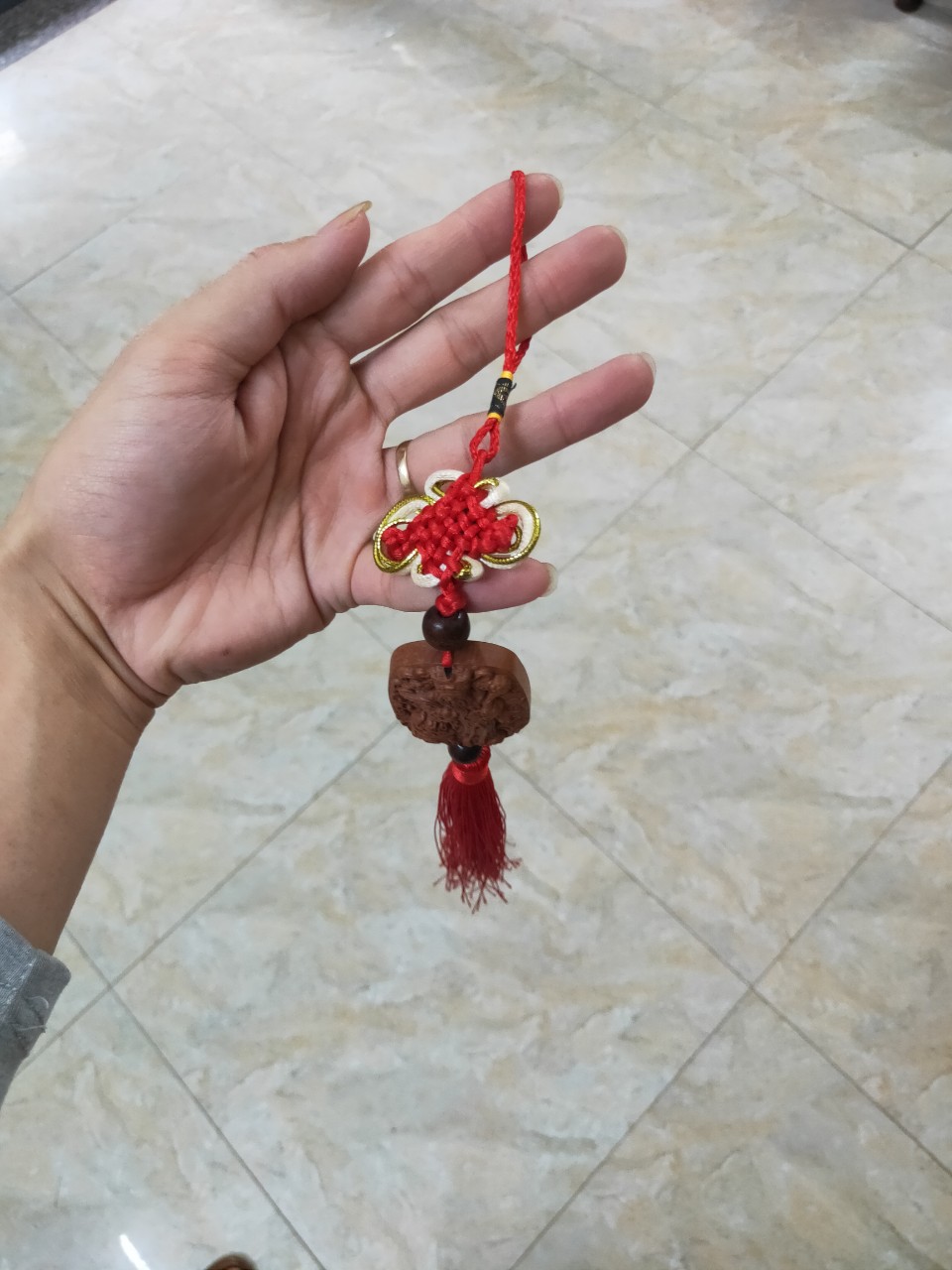 Khánh Treo Xe Ô tô Tượng Gỗ Thần Tài dây Đỏ