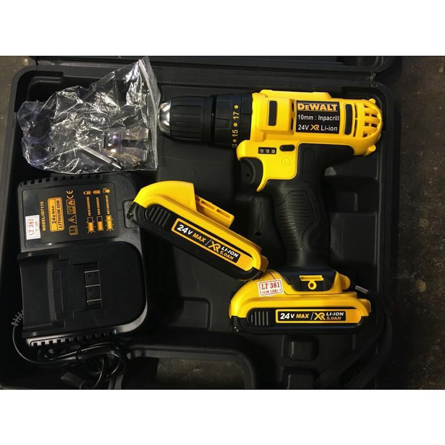 Máy Khoan Pin Dewalt 24V Có Búa Lõi Đồng Loại 2 Pin 5 cell