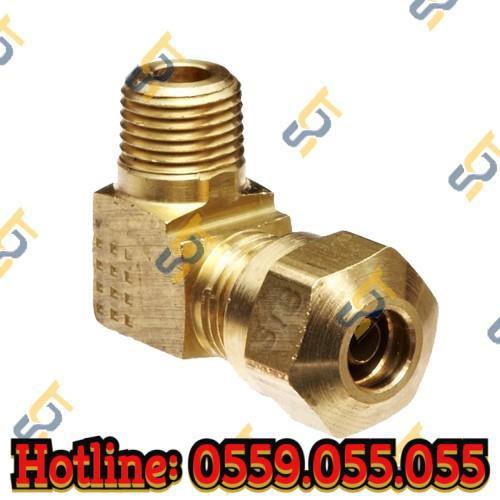 Co ren ngoài 1/2 (21), 1 đầu côn lồi NPT (Brass Flare Fitting Male Elbow 90