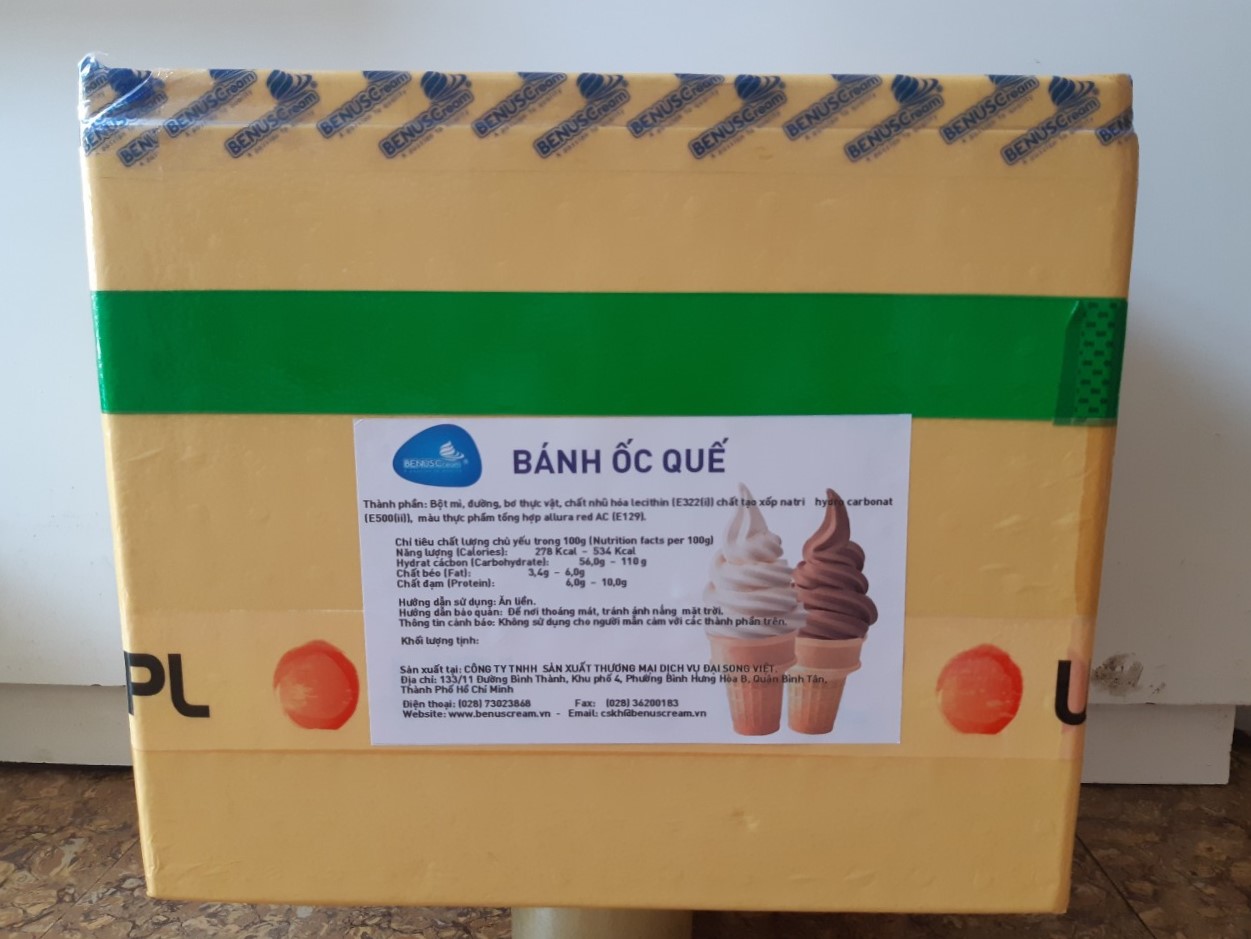 Bánh Ốc Quế Đựng Kem Tươi - 1 Thùng/ 216 Cái