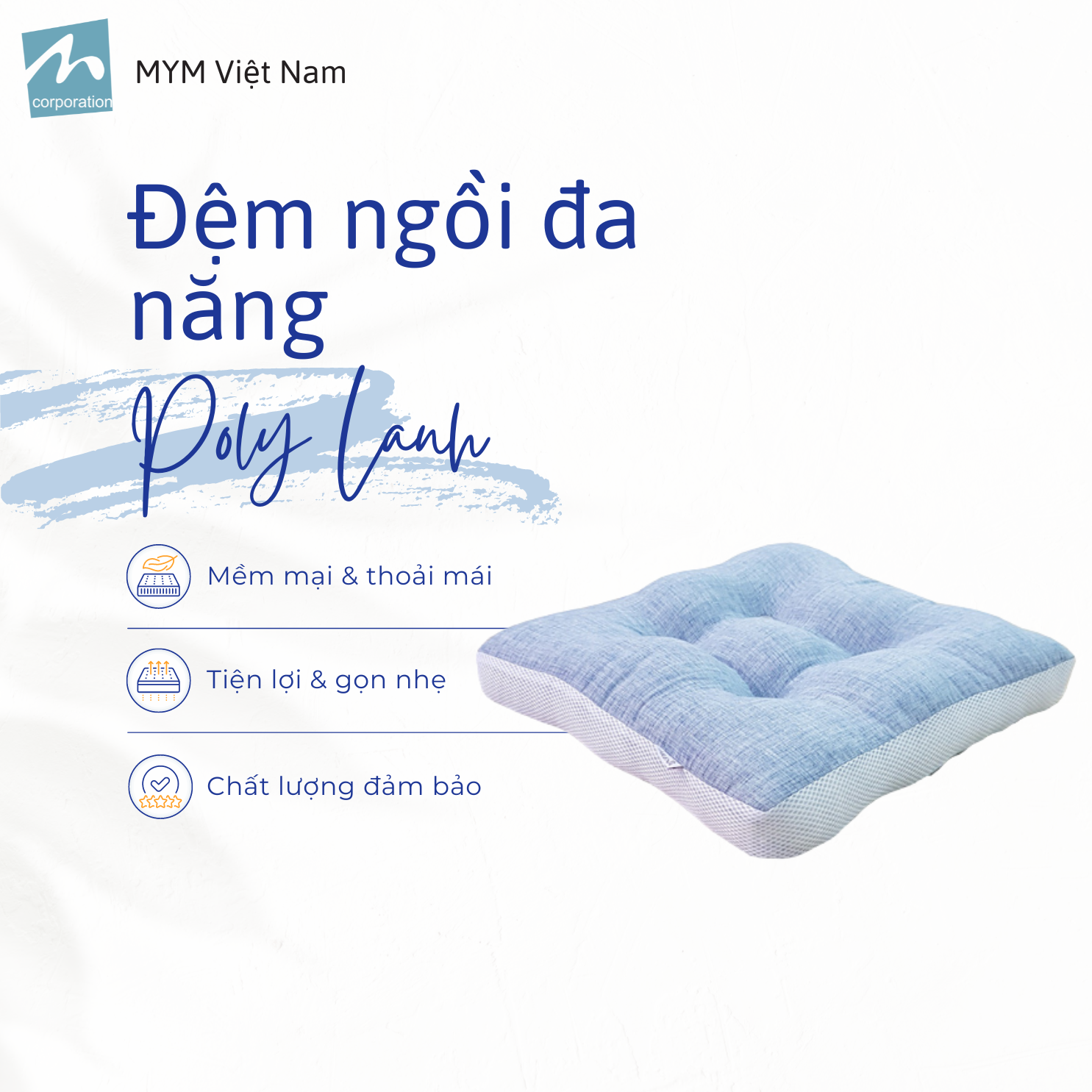 Đệm Ngồi Đa Năng MYM Đàn Hồi, Thoáng Khí Chống Đau Mỏi Ê Mông (Mẫu Ngẫu Nhiên)