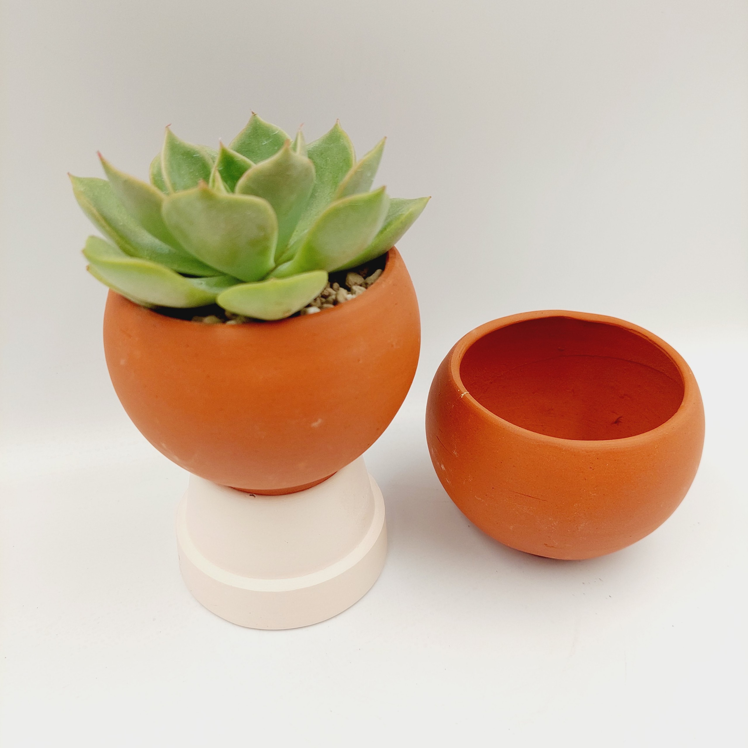 Chậu đất nung, chậu sen đá - Trái banh mini 76 , miệng chậu 7cm, chiều cao 6cm
