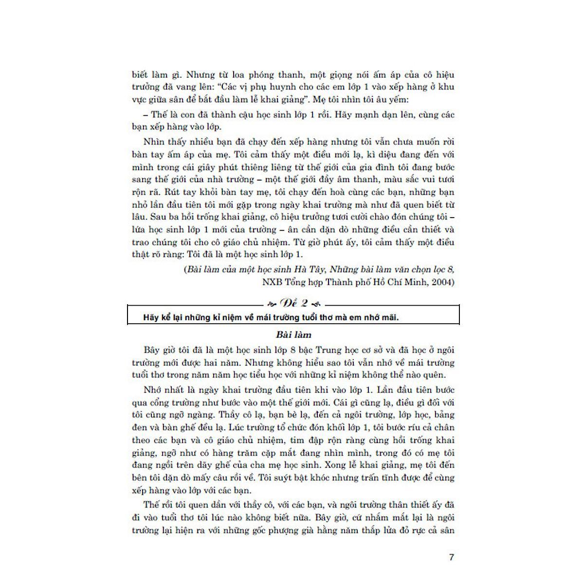 Sách - Những Bài Làm Văn Tiêu Biểu Lớp 8 - Dùng Cho Các Bộ Sách Giáo Khoa Hiện Hành - Hồng Ân