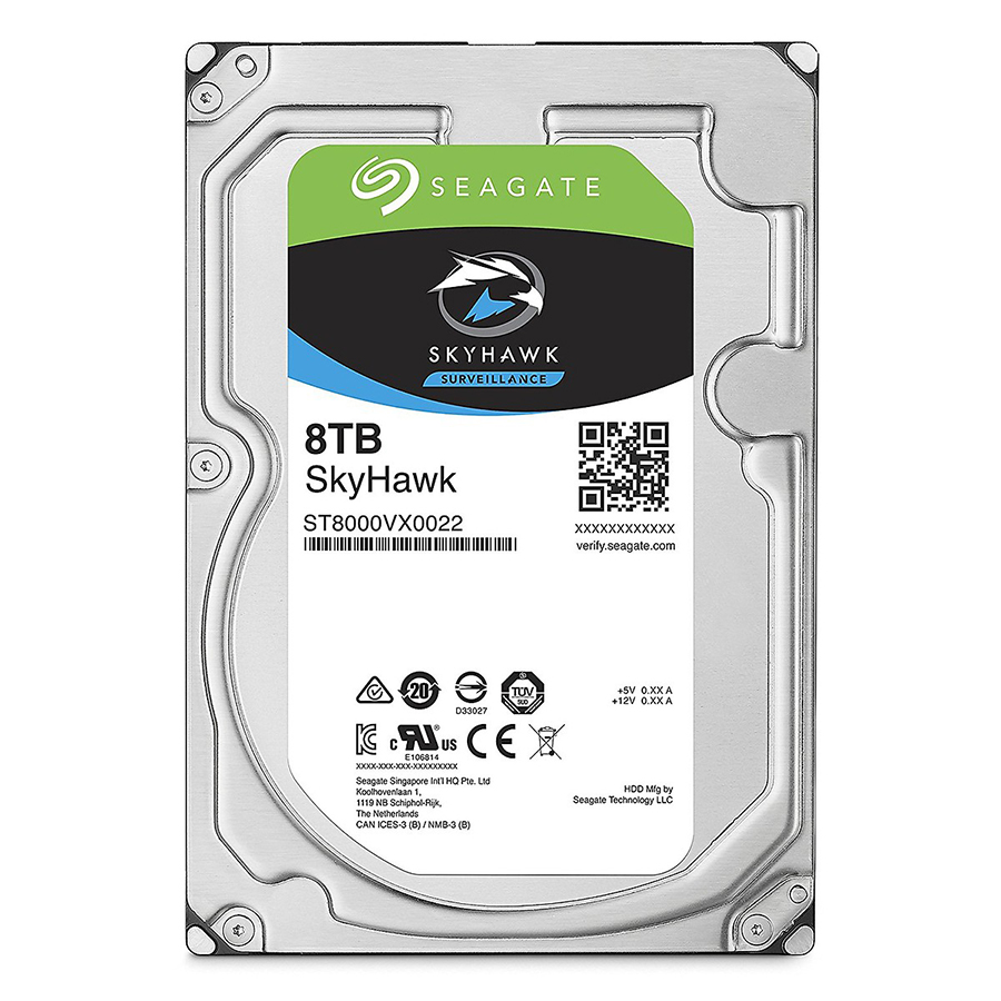 Ổ Cứng HDD Seagate SkyHawk ST8000VX0022 Sata III 8TB/64MB/7200rpm - Hàng Chính Hãng