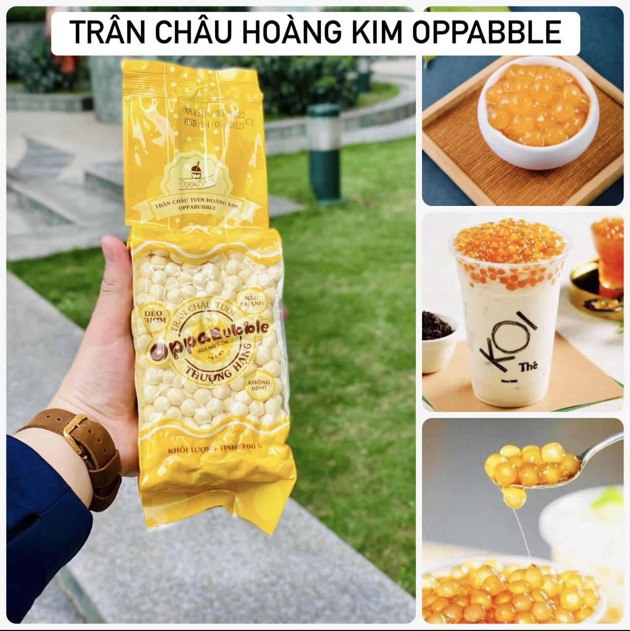 Trân Châu Tươi Hoàng Kim Oppa Bubble Cao Cấp Nguyên Liệu Pha Trà Sữa Gói 700g