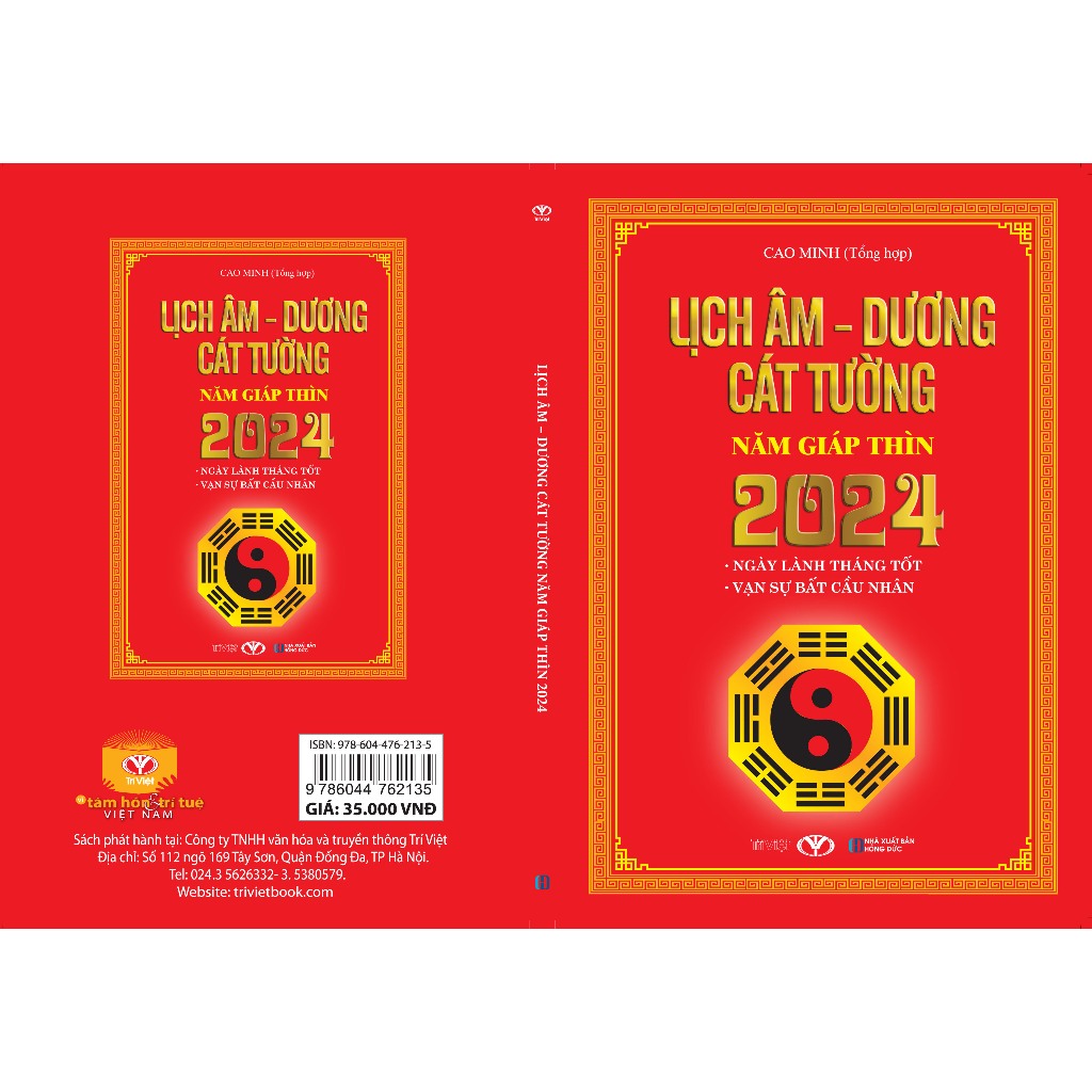 Sách - Lịch Âm - Dương Cát Tường Năm Giáp Thìn 2024 - BT