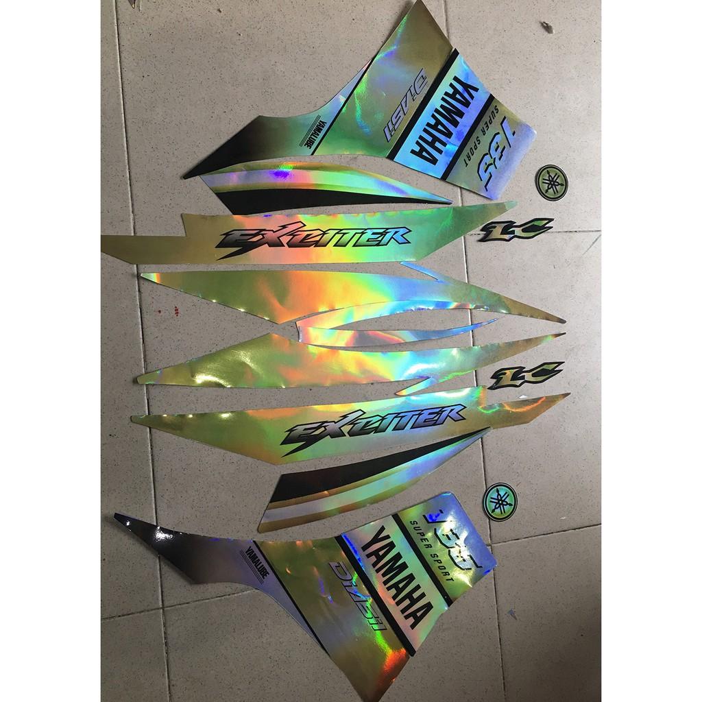 Tem exciter 135 vàng gold Yamaha crom