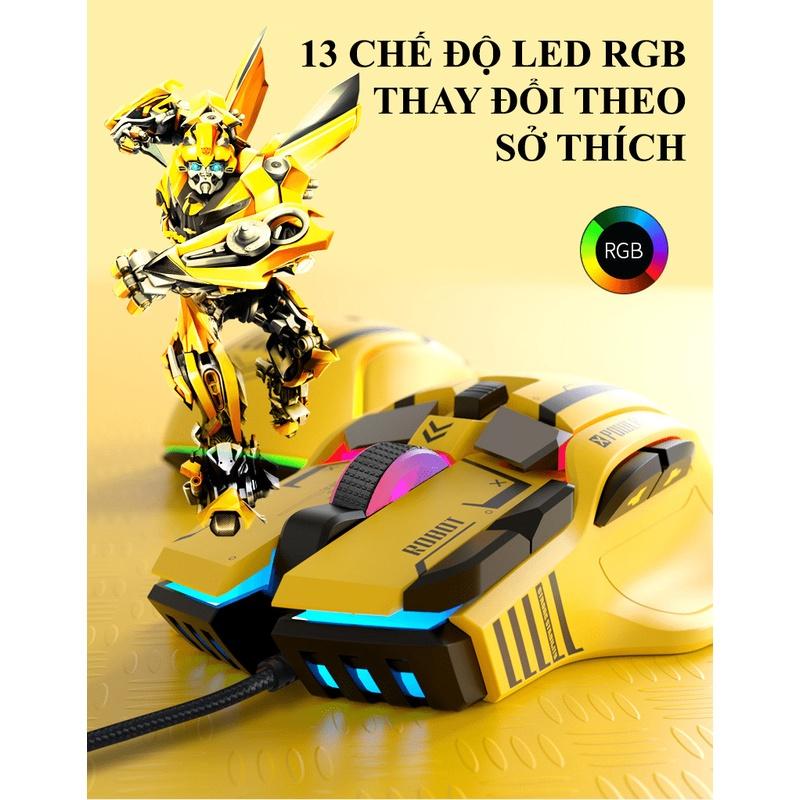 Chuột cơ chơi game G6S thiết kế robot cực ngầu với độ DPI lên đến 12800 kèm theo 13 chế độ đèn led RGB tùy chỉnh phù hợp