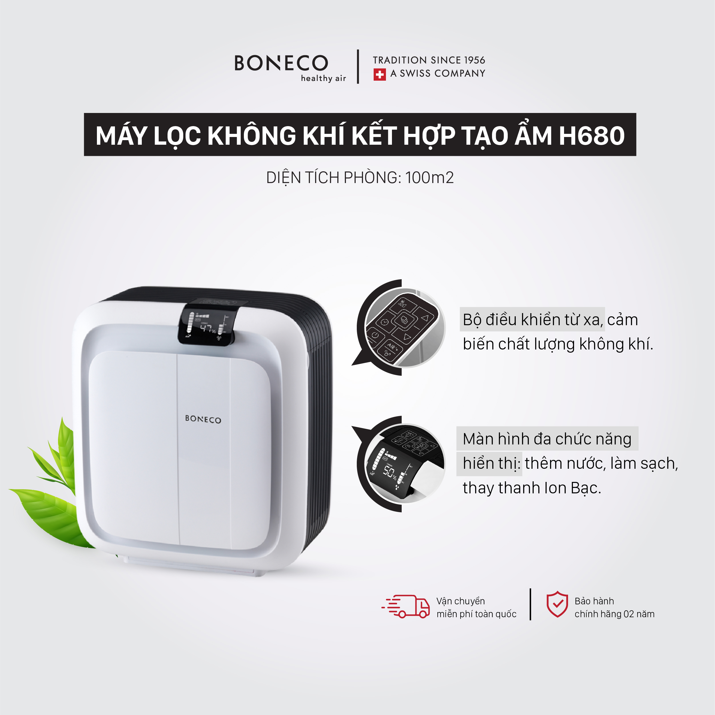 Bộ lọc không khí thay thế BONECO A681 Bộ lọc HEPA và than hoạt tính, lọc bụi, vi khuẩn, khử mùi, dùng cho máy lọc không khí tạo ẩm BONECO H680 - Hàng Chính Hãng