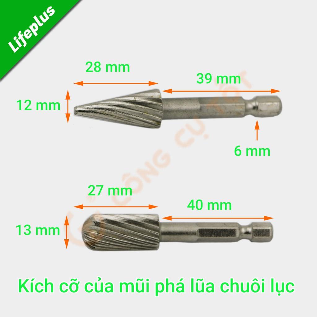 Bộ 5 mũi mài, khắc, mũi phá lũa gỗ chuôi lục cao cấp