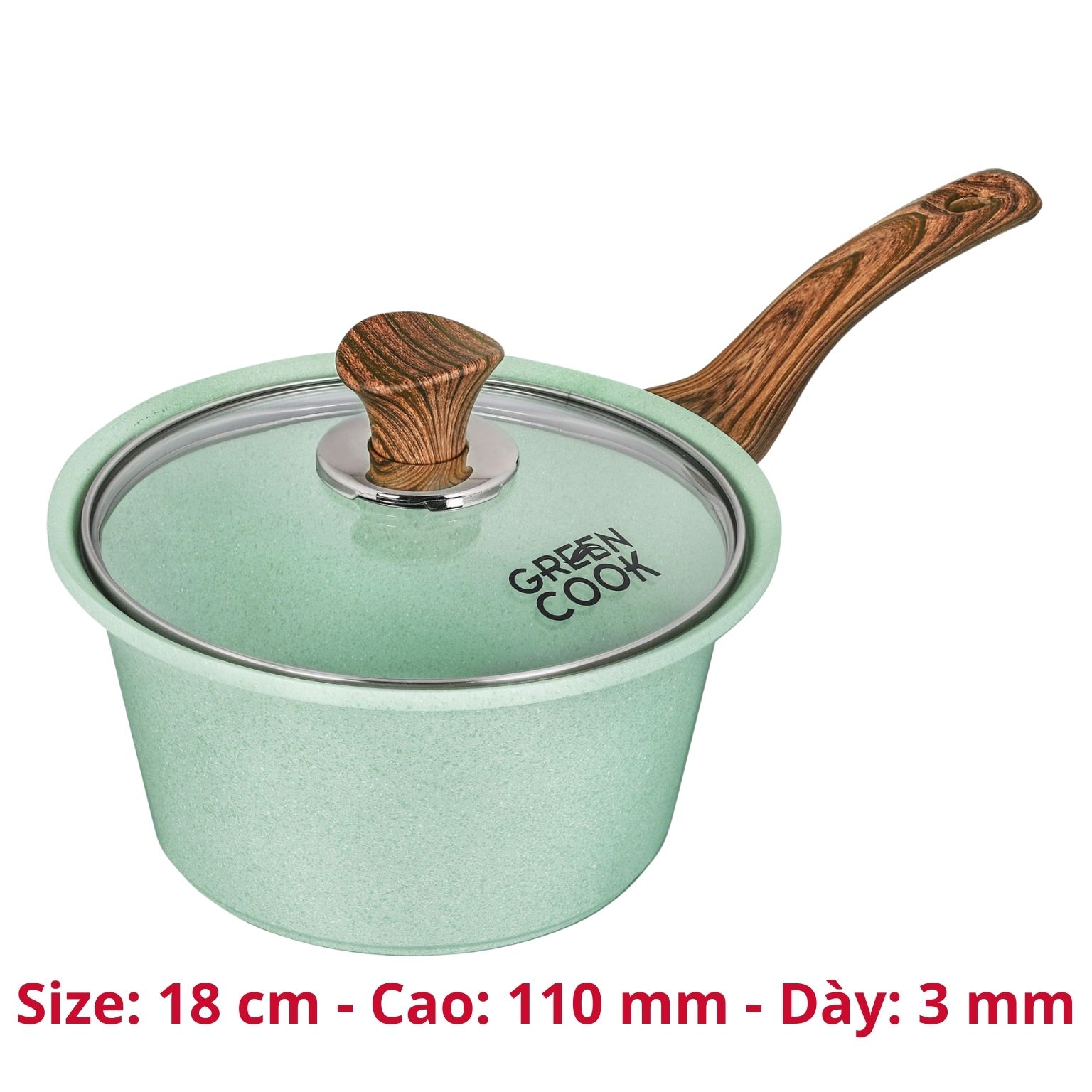 Nồi (quánh) đúc đáy từ Green Cook, nồi chống dính bếp từ men đá xanh ngọc Green Cook GCS05-IH công nghệ Hàn Quốc