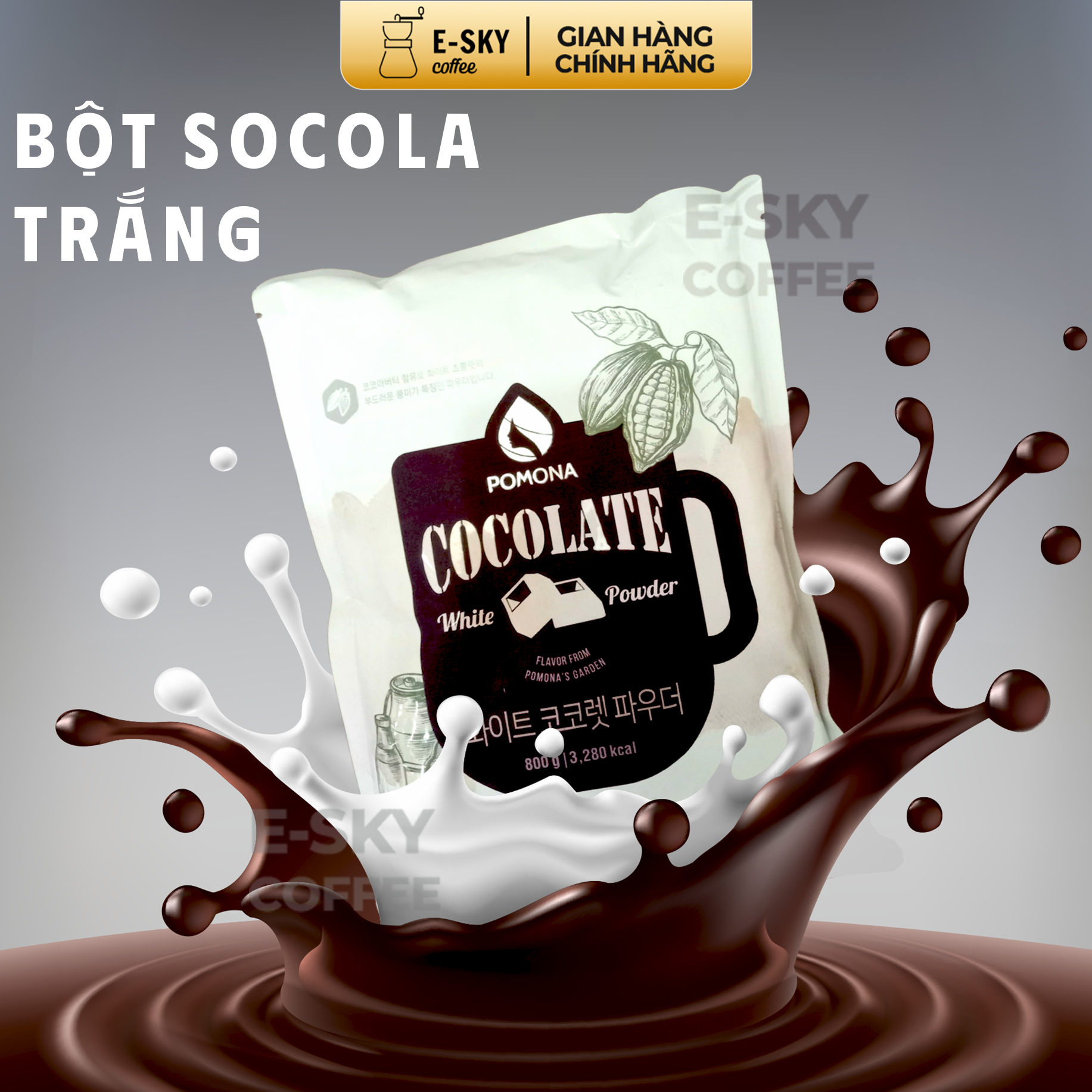 Bột Socola Trắng POMONA White Chocolate Powder Nguyên Liệu Pha Chế Cà Phê, Latte, Mocha, Trà Sữa, Sữa Lắc Hàn Quốc 800g