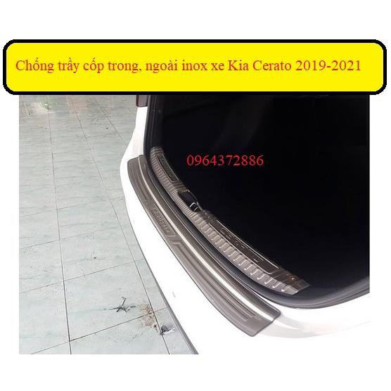 Chống trầy cốp trong, ngoài xe Kia Cerato 2019-2021 inox cao cấp, sáng bóng