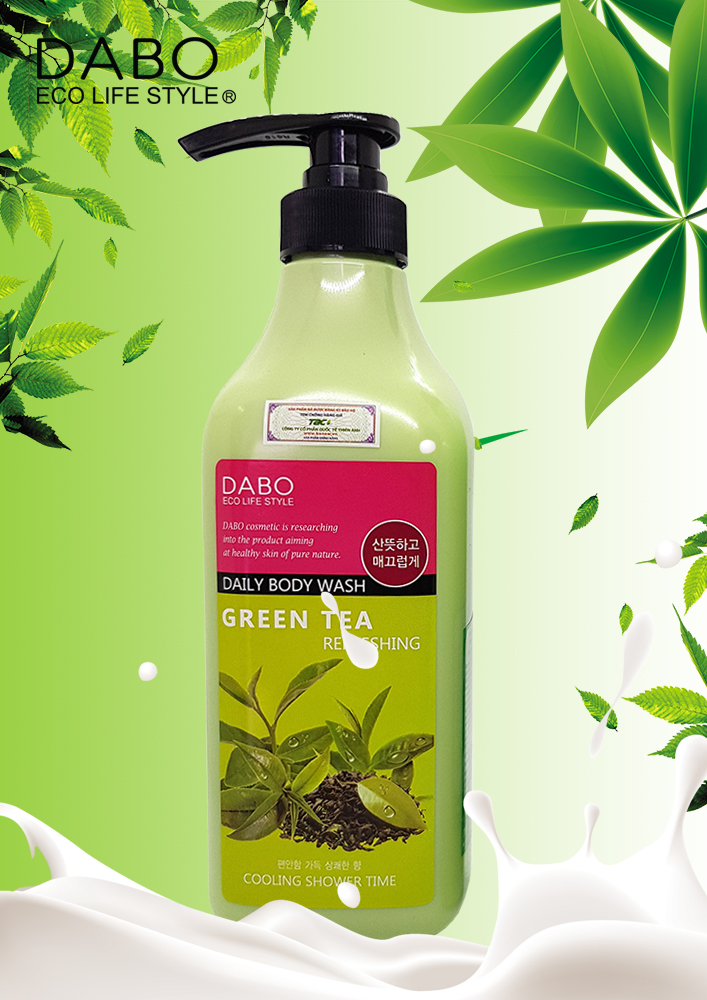 Bộ 2 chai sữa tắm trị mụn sạch nhờn chiết xuất trà xanh Dabo Green Tea Hàn quốc ( 750ml)