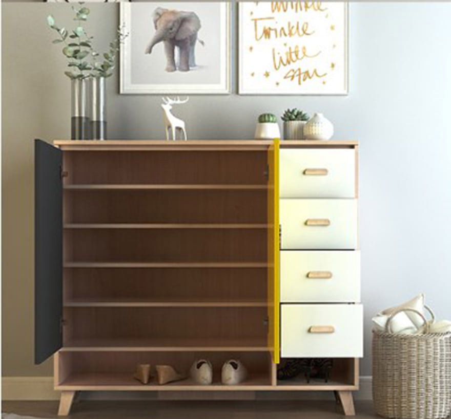 Tủ giày nhỏ gọn gỗ MDF kiểu dáng sang trọng