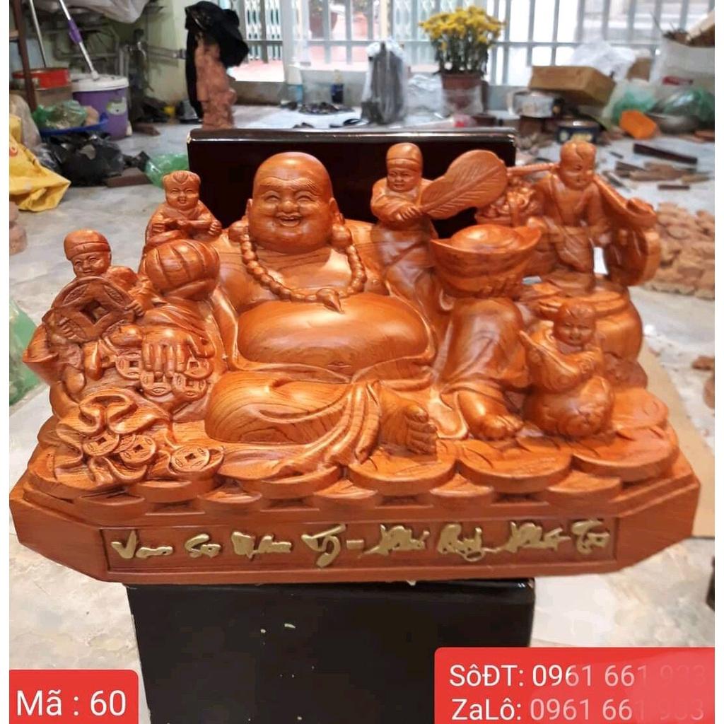 Tượng phật di lặc ngũ phúc gỗ hương liền khối kt 60×30×30cm