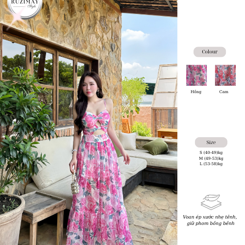 Đầm maxi Ruzimay cup ngực dáng xòe R0200