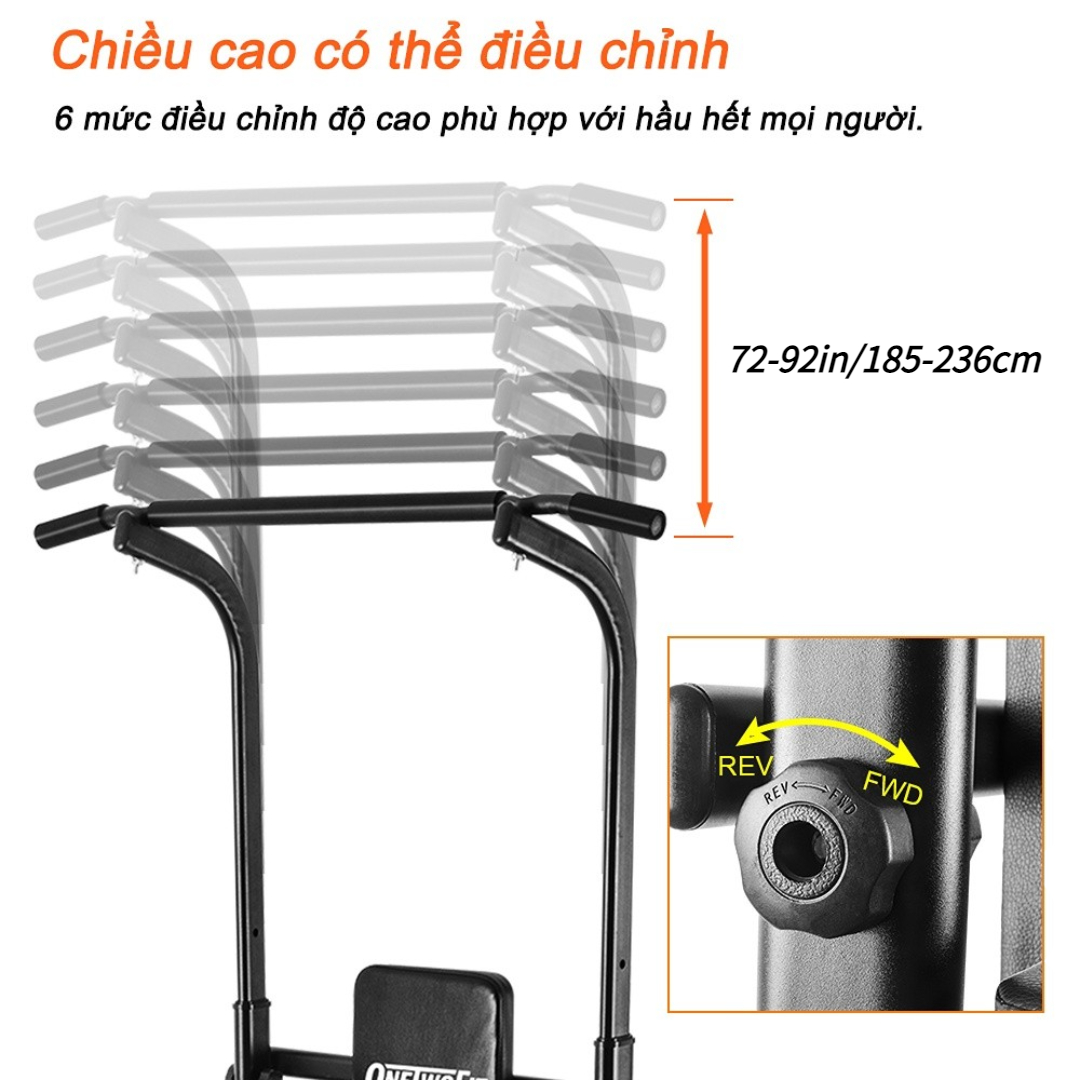 OneTwoFit Bộ xà đơn xà kép Fitness Pull up Bar Push Up-Weight OT084 có thể điều chỉnh chiều cao